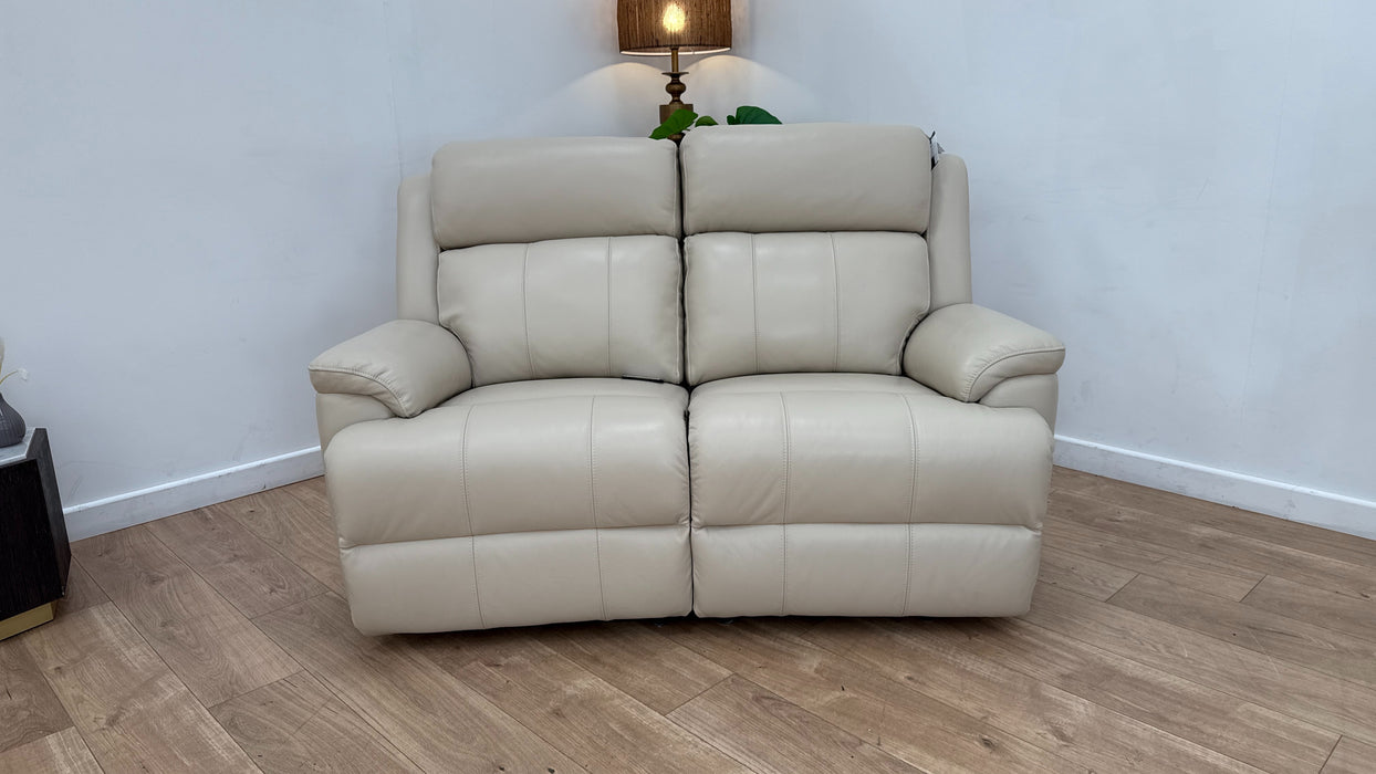 Sofology Gracie Leather 2 Seater Power Recliner/Headrest in Trusty Sheen Bone China