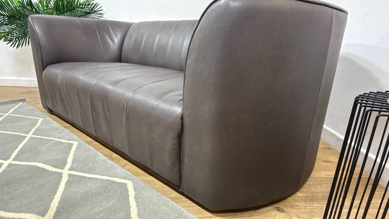 Sofology Fitzrovia Leather 2 Seater Dark Wood Trim in Relaxed Natural Grain Espresso Mix