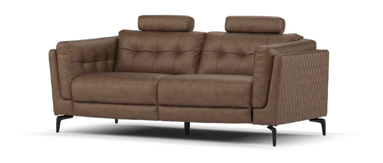 Sofology Muse Leather 2.5 Seater Power Recliner Supportive Headrests in Trusty Embossed Chestnut