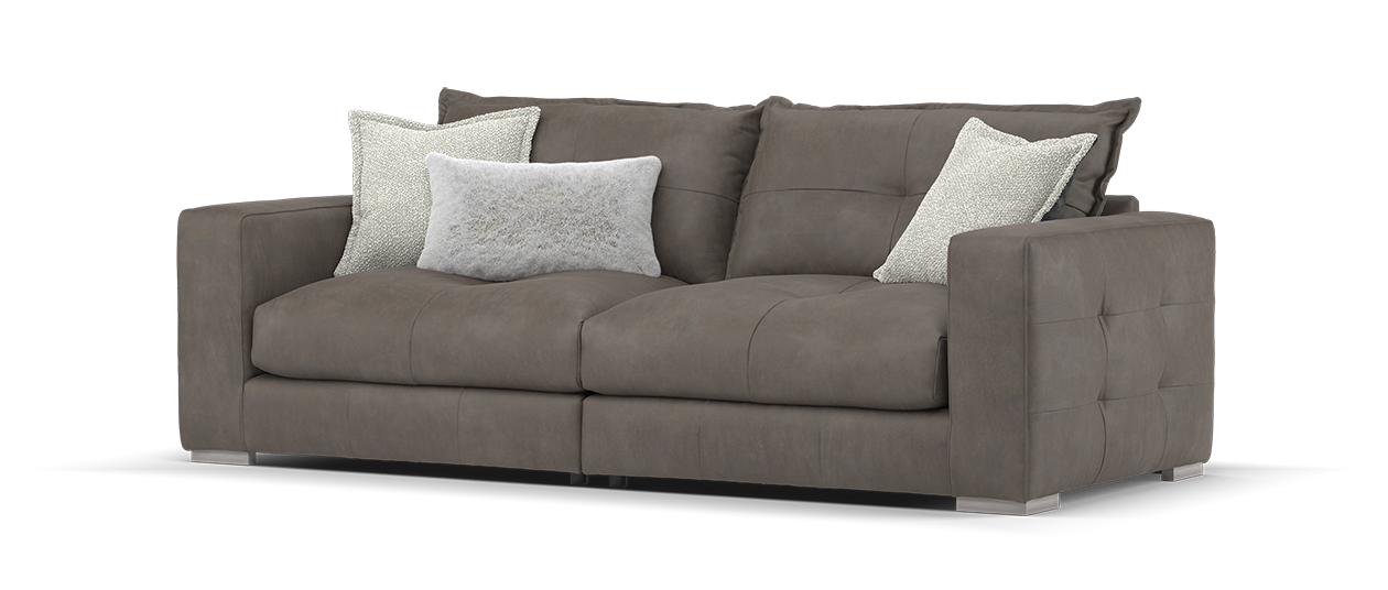 Sofology Artisan Leather 4 Seater Split in Character Leather Charcoal/Pepper Mix