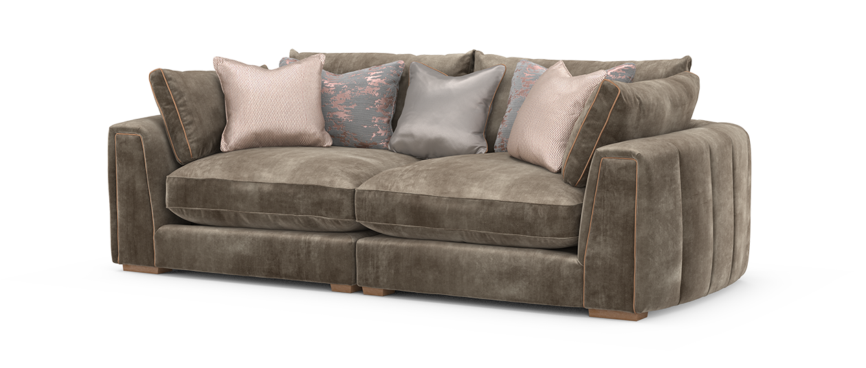Sofology Emperor Fabric 3 Seater Split Large Full Back in Antique Velvet Espresso Mix