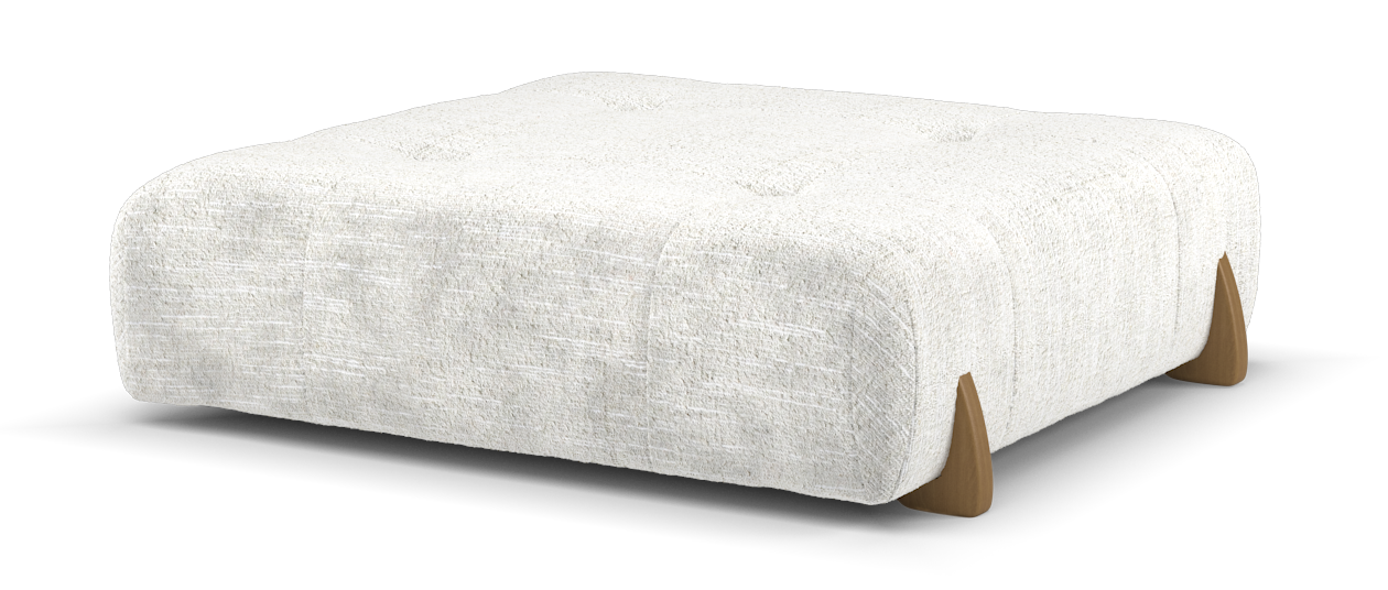 Sofology Marble Arch Fabric Designer Footstool in Chunky Flecked Boucle Stone
