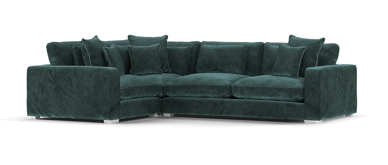 Sofology Cavalli Fabric 1.5 Corner 3 in Deluxe Chenille Lagoon
