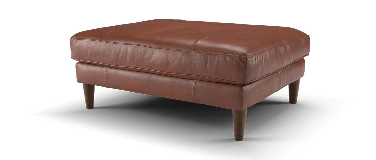 Sofology Cricket Leather Combi Footstool in Tan