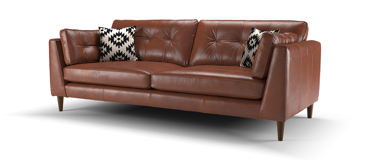 Sofology Cricket Leather 4 Seater in Tan Mix