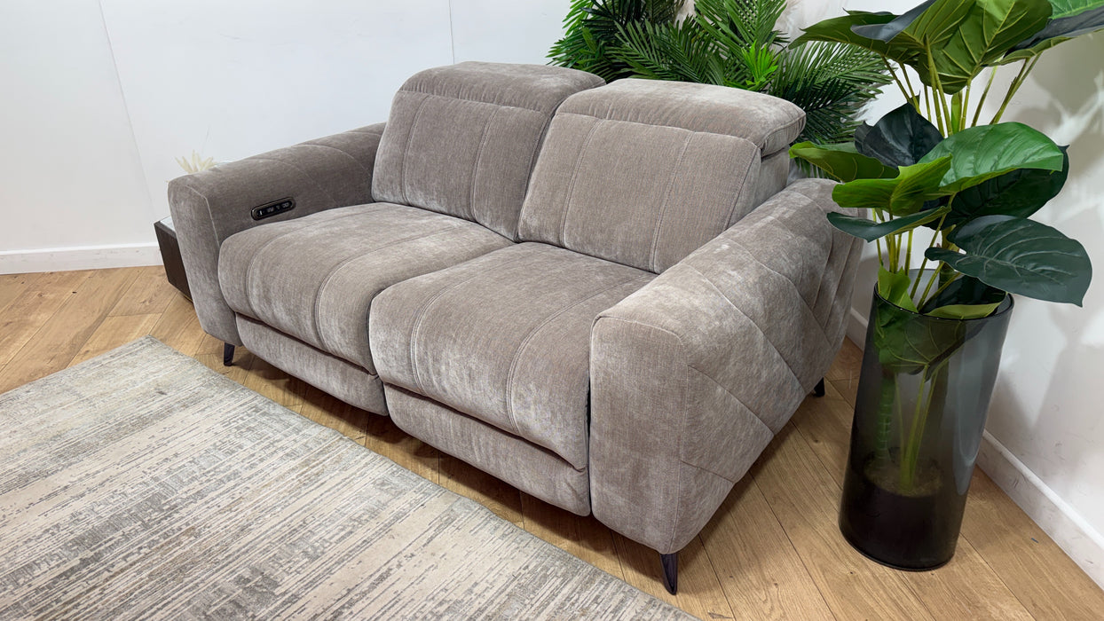 Sofology Allure Fabric 2 Seater Power Recliner/Headrest in Relaxed Chenille Nutmeg