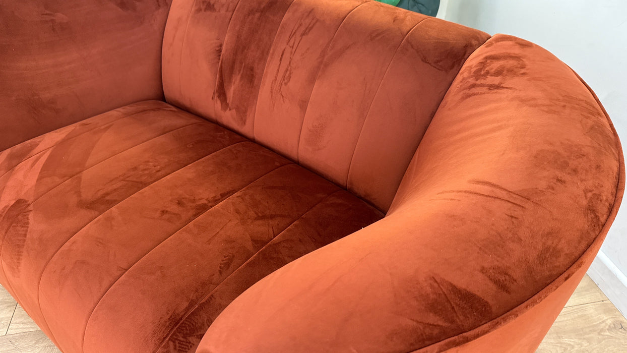 Sofology The Fitzrovia Fabric Loveseat in Matt Velvet Rust Mix Without Trim