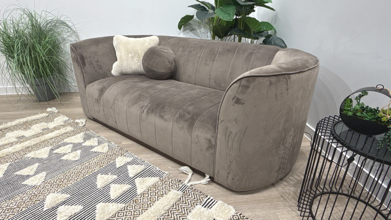 Sofology Fitzrovia Fabric 2 Seater Dark Wood Trim in Matt Velvet Mole Mix