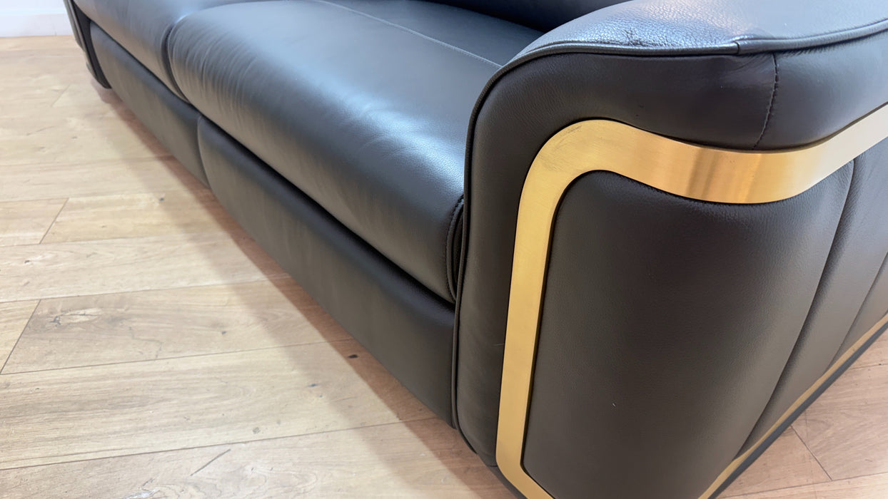 Sofology Plaza Leather 2.5 Seater Power Recliner/Headrest in Trusty Embossed Jet Black