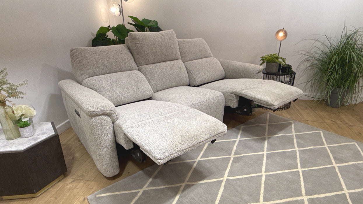 Sofology Ripley Fabric 3 Seater Power Recliner/Headrest Lumbar Support in Woven Textured Monochrome
