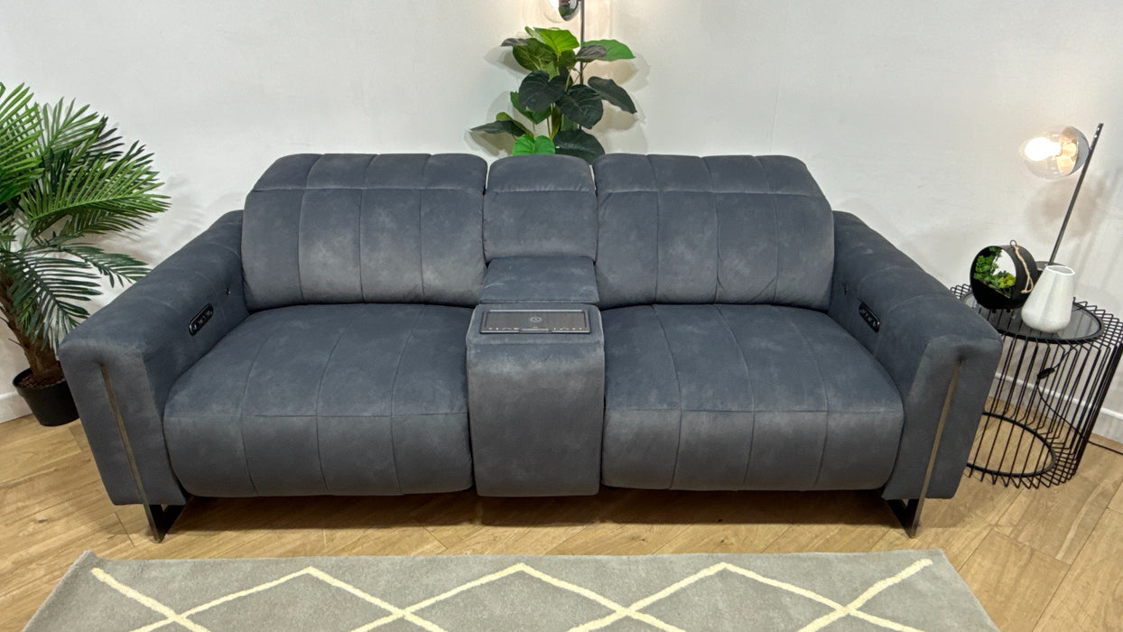 Sofology Paramount Fabric 2.5 Seater Console Power Recliner/Headrest Heated Seats Speakers in Lifestyle Flecked Charcoal