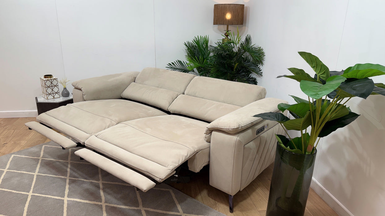 Sofology Fratelli Fabric 2.5 Seater Power Recliner/Headrest in Lifestyle Nubuck Feel Stone