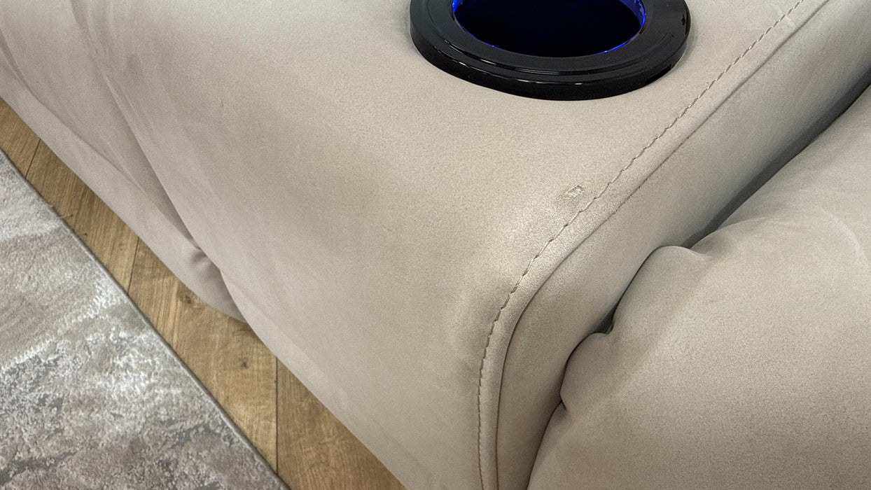 Sofology Allure Fabric 2.5 Smart Console Power Recliner/Headrest Heated Seats in Lifestyle Nubuck Feel Stone