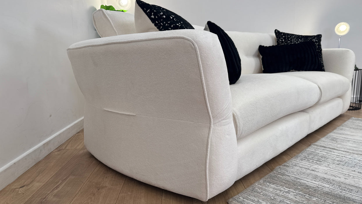 Sofology The Reign 4 Seater Fabric Sofa in Luxe Sherpa Ecru/Natural Mix