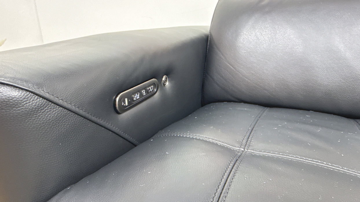 Sofology Marvella Leather 3 Seater Power Recliner/Headrest Heated Seat in Trusty Sheen Jet Black