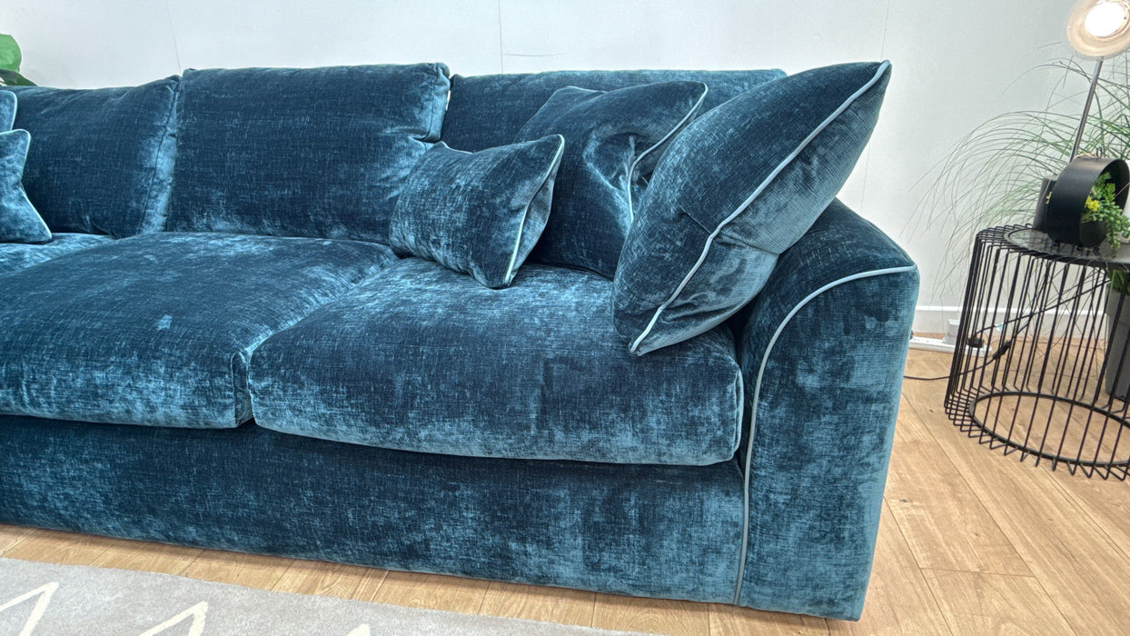 Sofology Georgio Fabric 3 Corner 3 Feather Flex Seats in Luxe Chenille Teal Mix