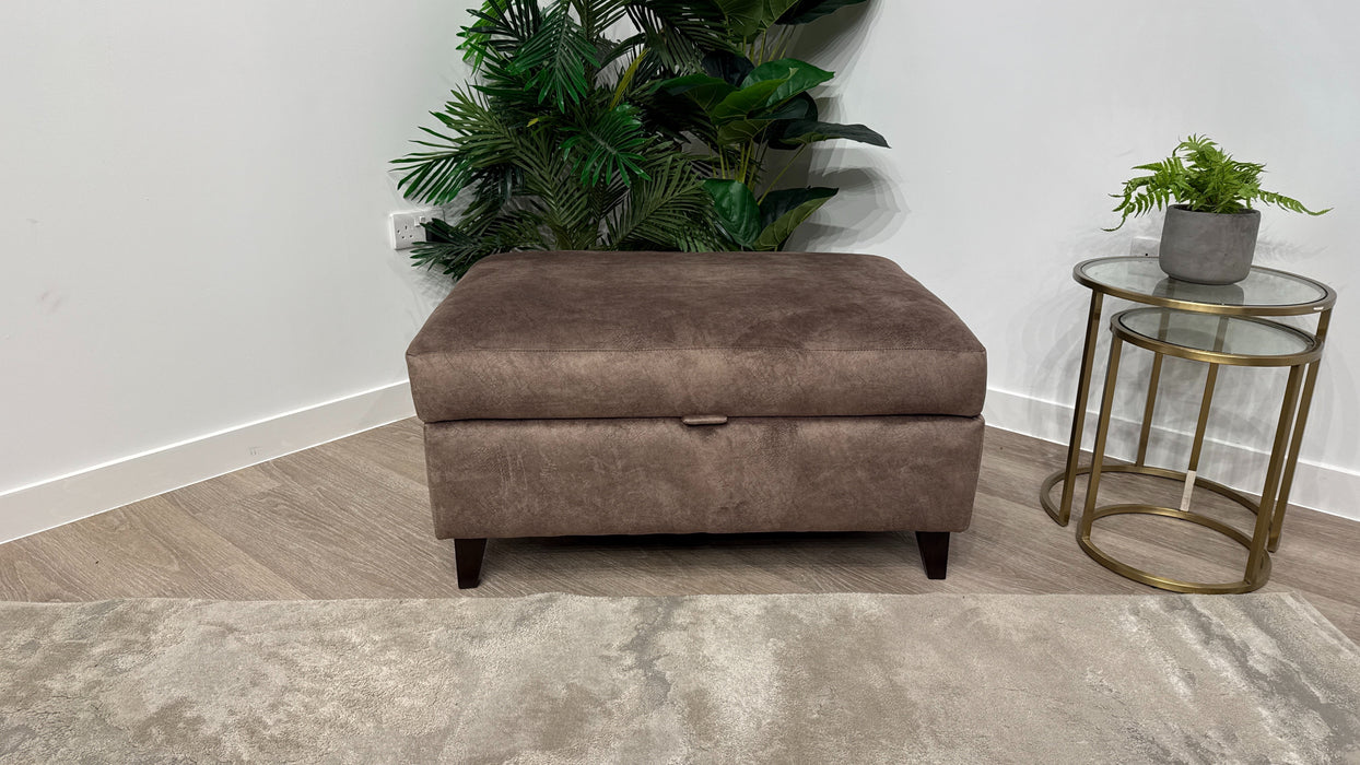 DFS Devine Self Piped Storage Footstool Devine Self Piped in Chocolate