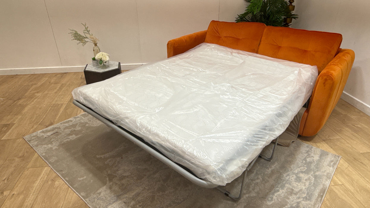 Sofology Islington Fabric 3 Seater Hybrid Pocket Sofa Bed in Sleek Tangerine
