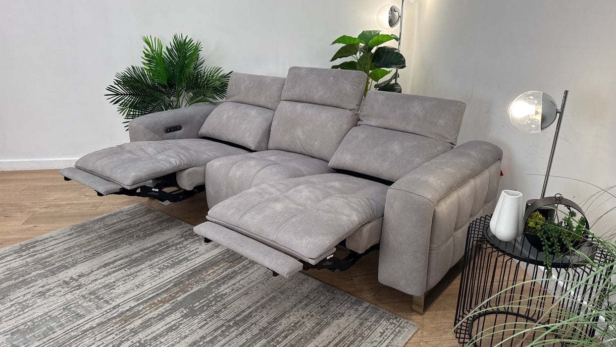 Sofology Marvella Fabric 3 Seater Power Recliner/Headrest in Lifestyle Flecked Stone