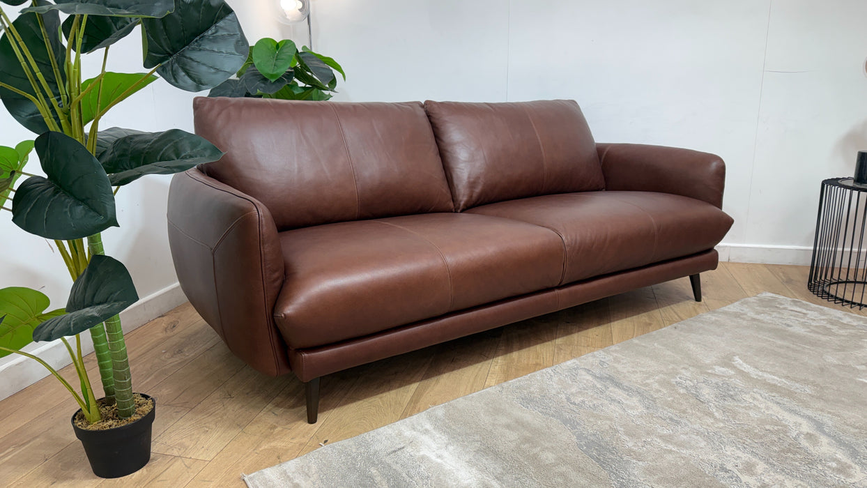 Sofology Adler Leather 3 Seater in Relaxed Soft Brown