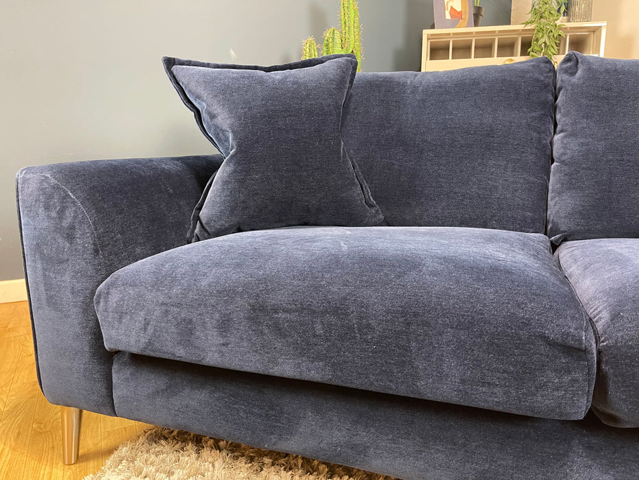 Mayfair 3 Seater Soft Chenille Navy All Over Fabric (WA2)