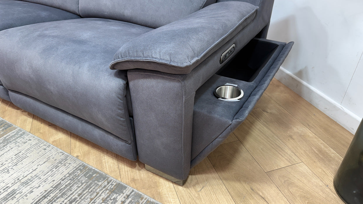 Sofology Benz Fabric 3 Seater Power Recliner/Headrest in Lifestyle Flecked Charcoal