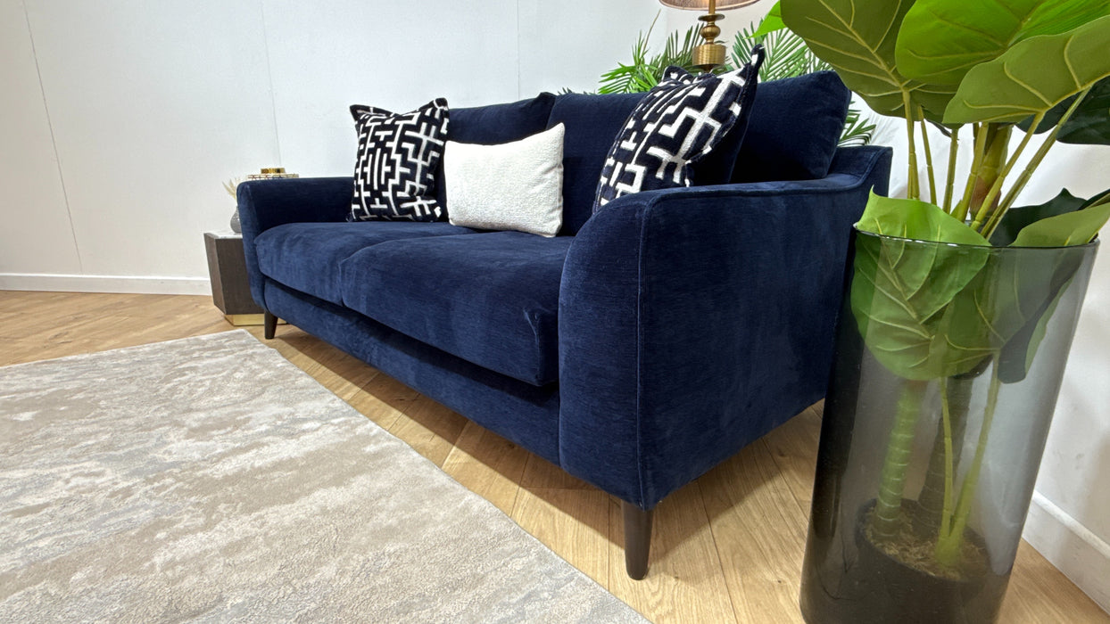Sofology Mayfair Fabric 3 Seater Foam Seats in Soft Chenille Navy/Navy Mix
