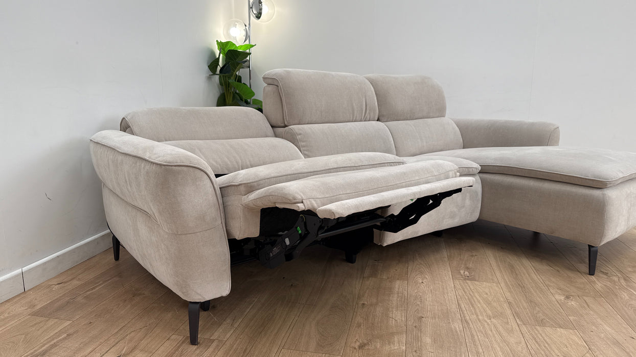 Sofology The Viento 3 Seater Fabric Recliner Chaise in Chenille Cotton