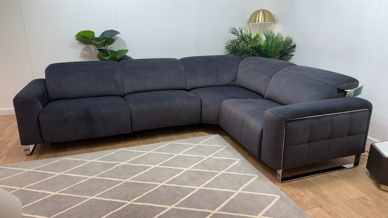 Sofology Marvella Fabric 3 Corner 1.5 Power Recliner/Headrest in Lifestyle Flecked Anthracite