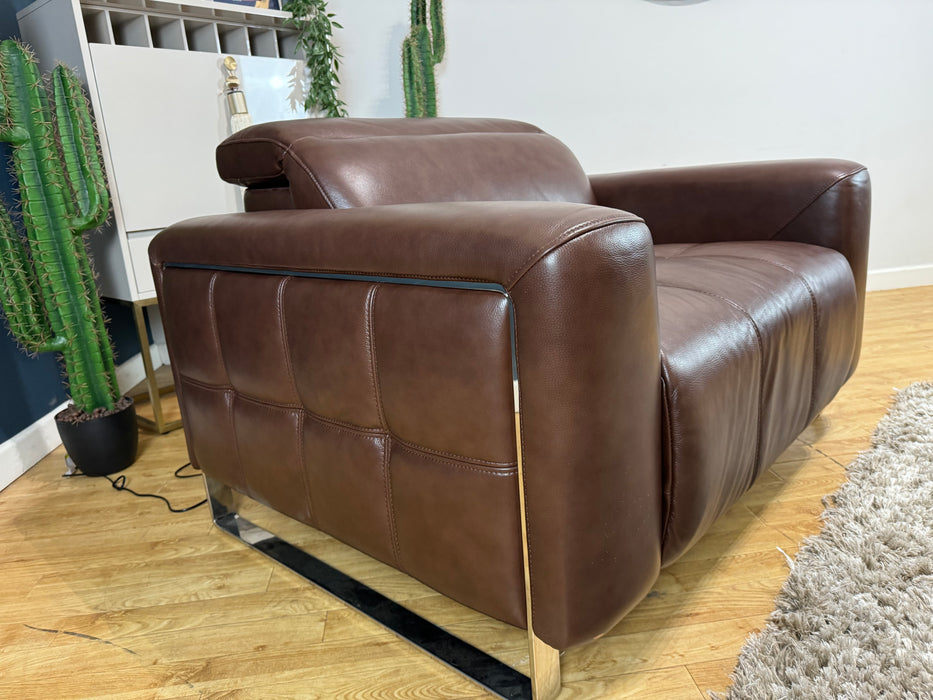 Marvella Loveseat Power Headrest Power Recliner Leather Chocolate (WA2)