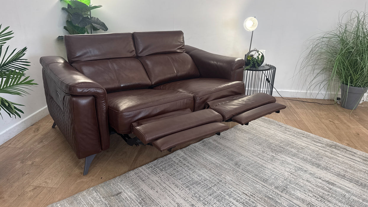 Sofology Ezra Leather 2 Seater Power Recliner/Headrest in Chocolate