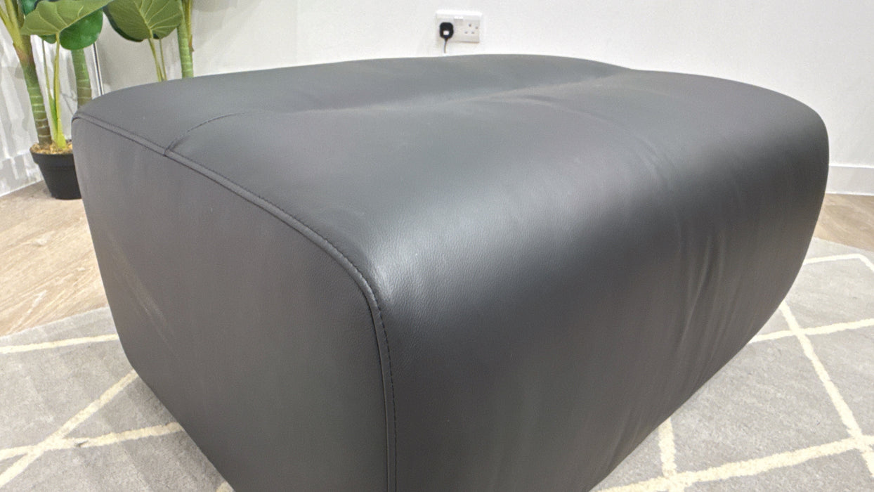 Sofology Daxton Leather Footstool in Trusty Matt Black