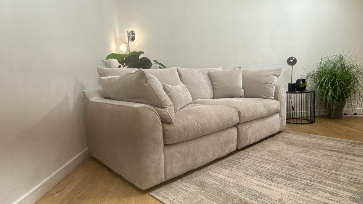 Sofology Georgio Fabric 4 Seater Split Feather Flex Seats in Luxe Chenille Oyster Mix