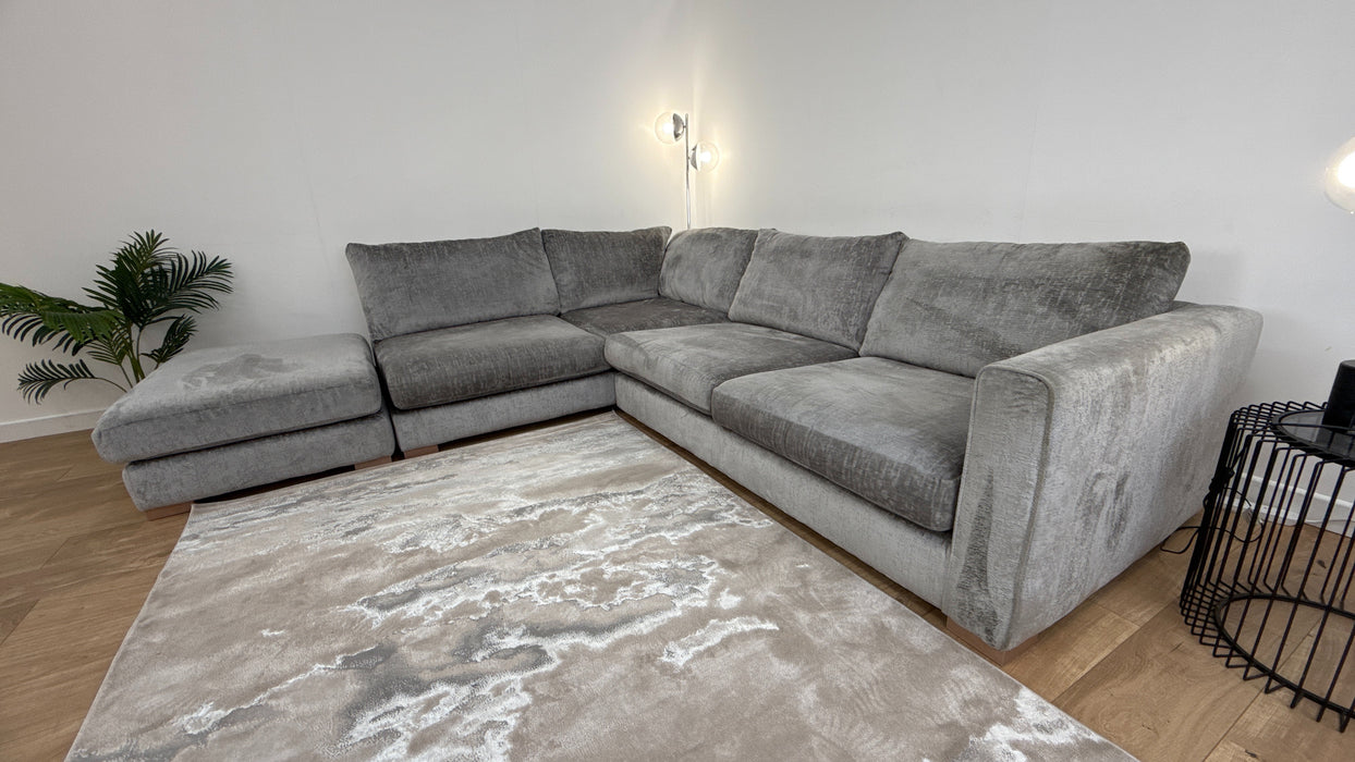 Majestica 1 Corner 3 Terminal - Fabric  Sofa   -  Plain Steel Mix