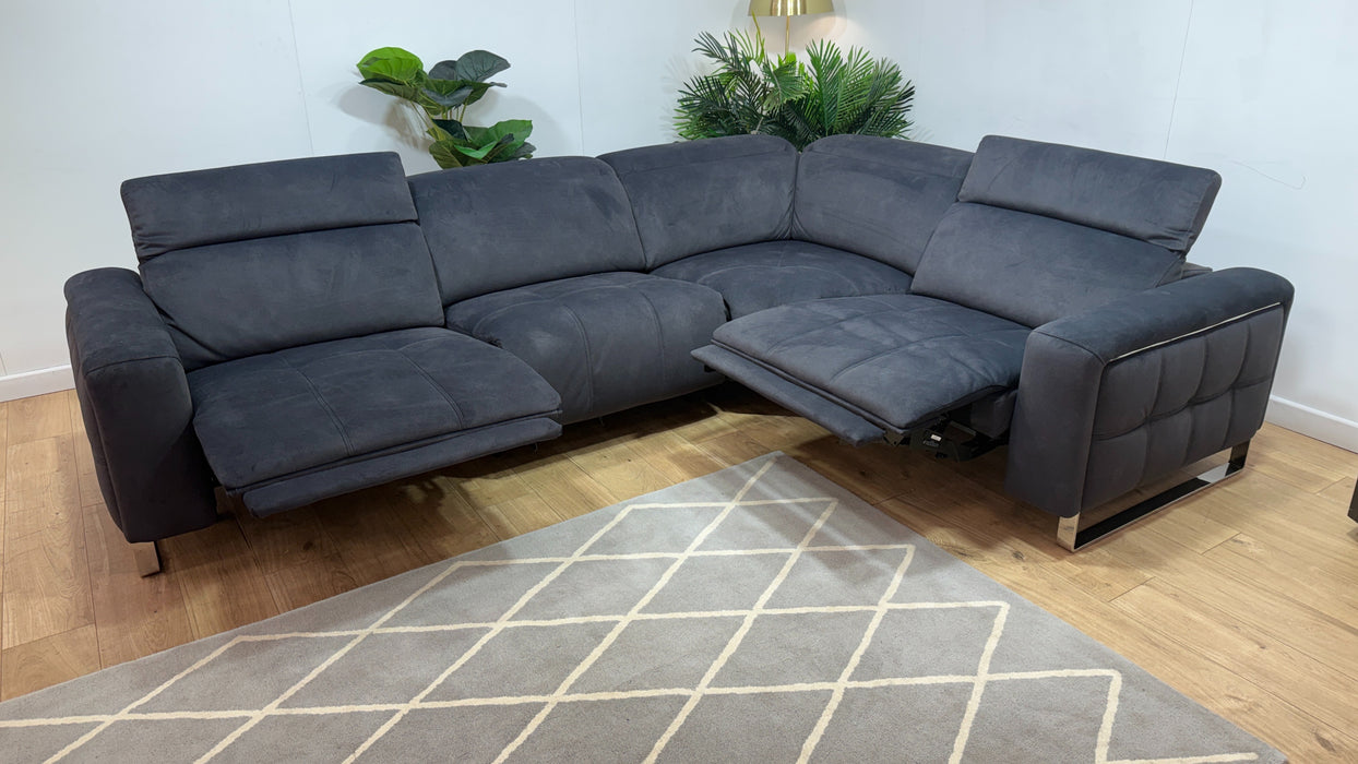 Sofology Marvella Fabric 3 Corner 1.5 Power Recliner/Headrest in Lifestyle Flecked Anthracite