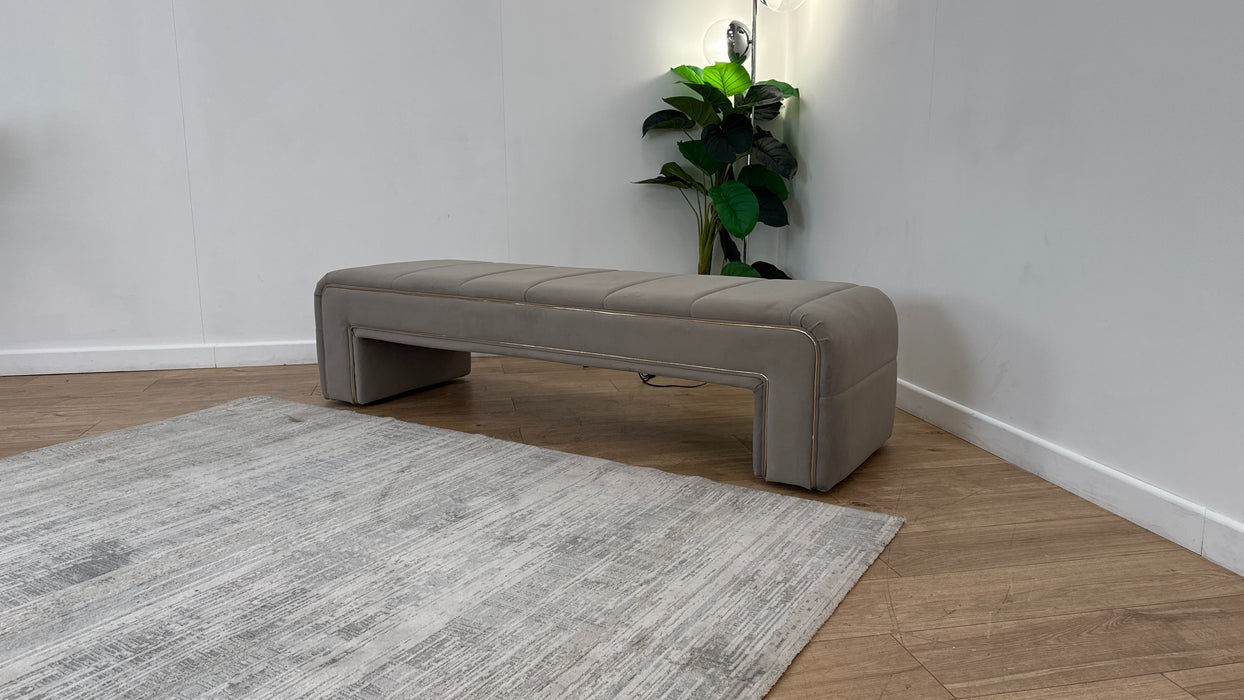 Sofology The Oscar Fabric Footstool in Matt Velvet Pebble