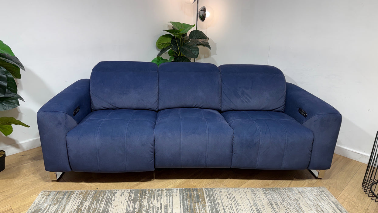 Sofology Marvella Fabric 3 Seater Power Recliner/Headrest in Lifestyle Flecked Navy