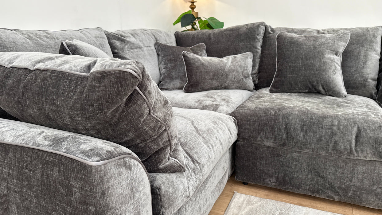 Sofology The Georgio 1 Corner 3 Fabric Sofa in Georgio Luxe Chenille Grey Mix