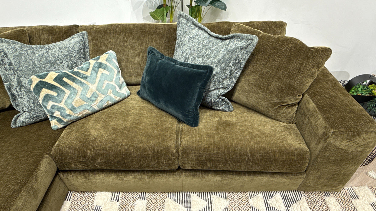Sofology Harrington Fabric Chaise Small Sofa in Soft Slub Chenille Pine Mix