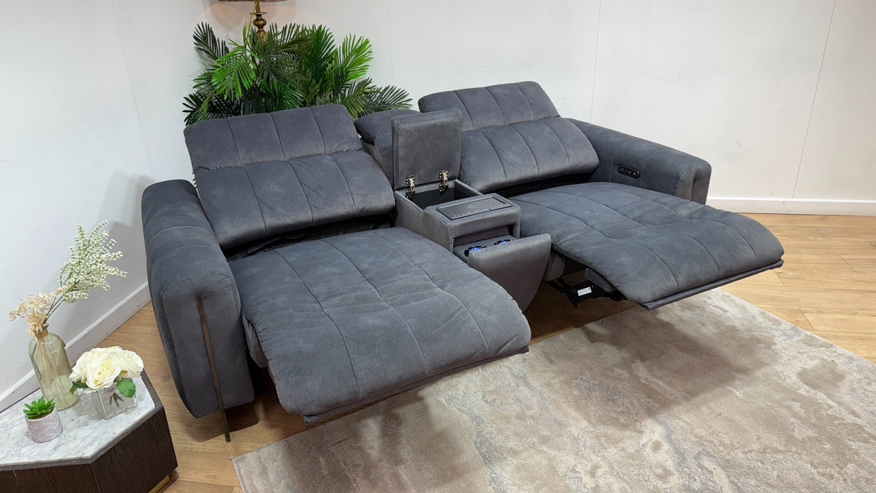 Sofology Paramount Fabric 2.5 Seater Console Power Recliner/Headrest Speakers in Lifestyle Flecked Charcoal