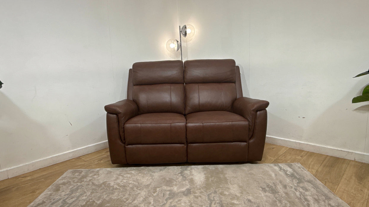 Sofology Bradie Leather 2 Seater Power Recliner/Headrest in Trusty Embossed Chestnut