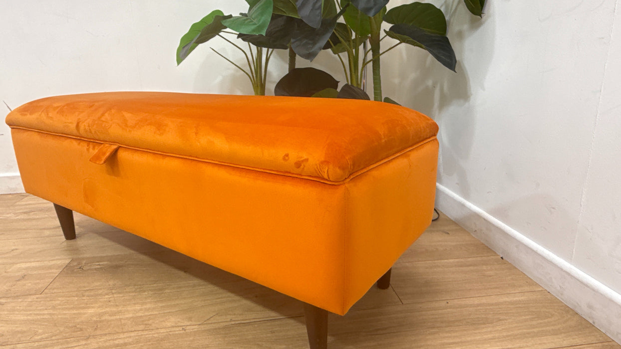 Sofology Islington Fabric Ottoman Storage Footstool in Sleek Tangerine