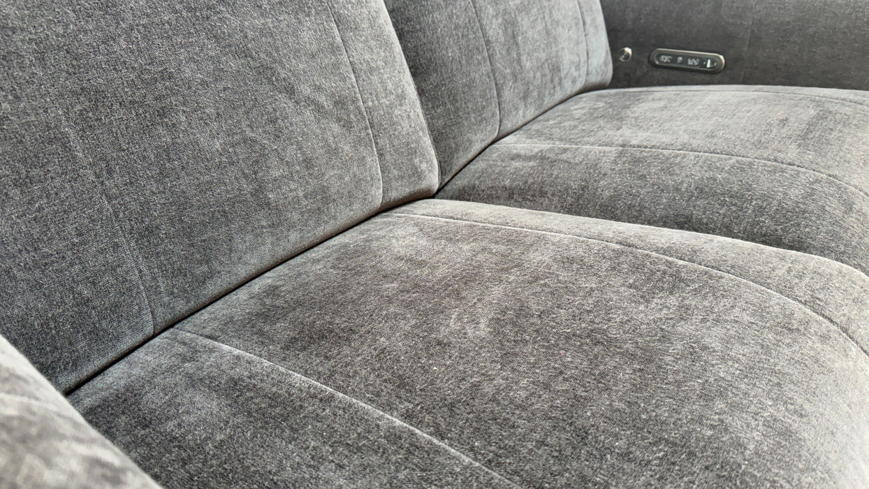 Sofology Lumiere Fabric 2 Seater Power Recliner/Headrest in Relaxed Chenille Raisin