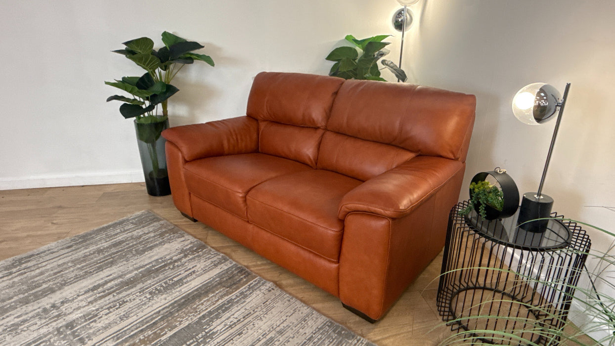 Sofology Santina Leather 2 Seater in Relaxed Soft Amber