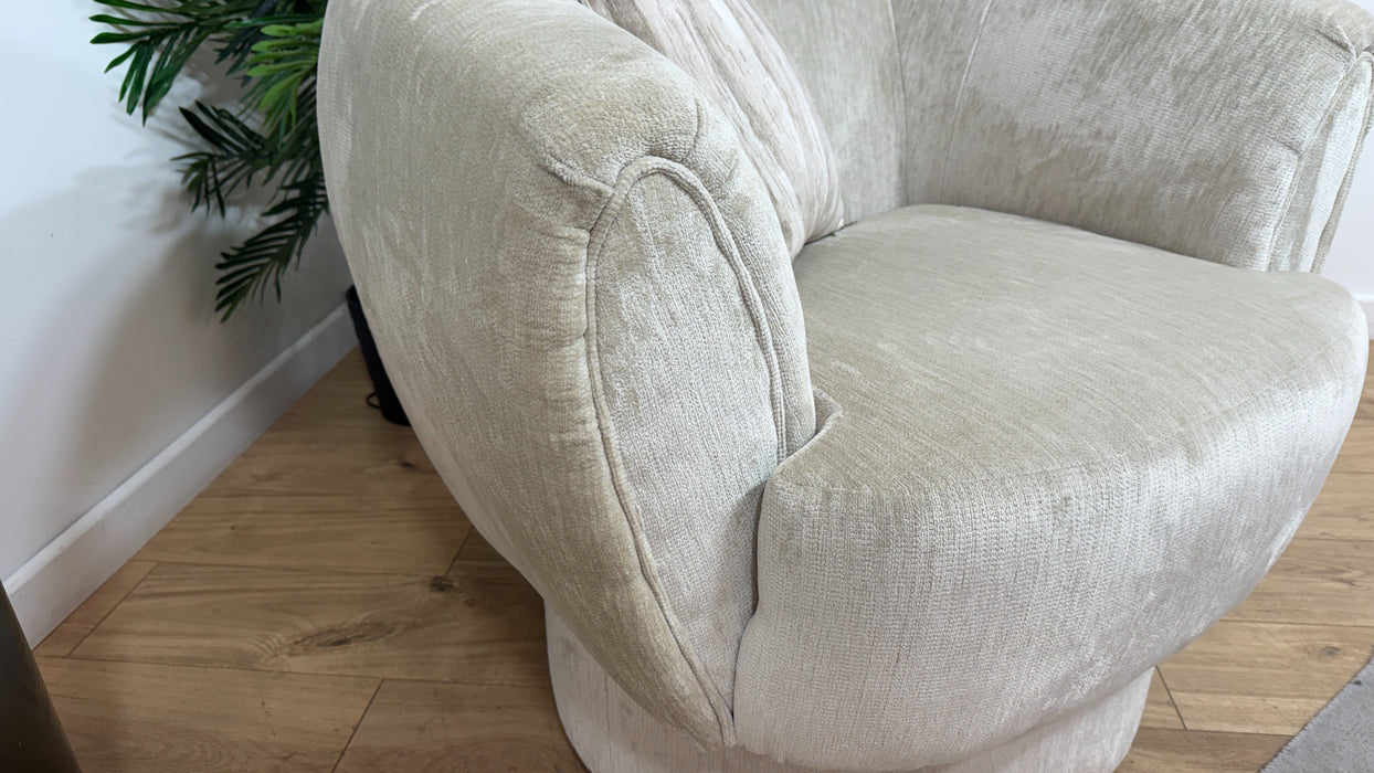 Sofology Lustre Fabric Accent Swivel Chair in Luxury Plush Chenille Moonstone Mix
