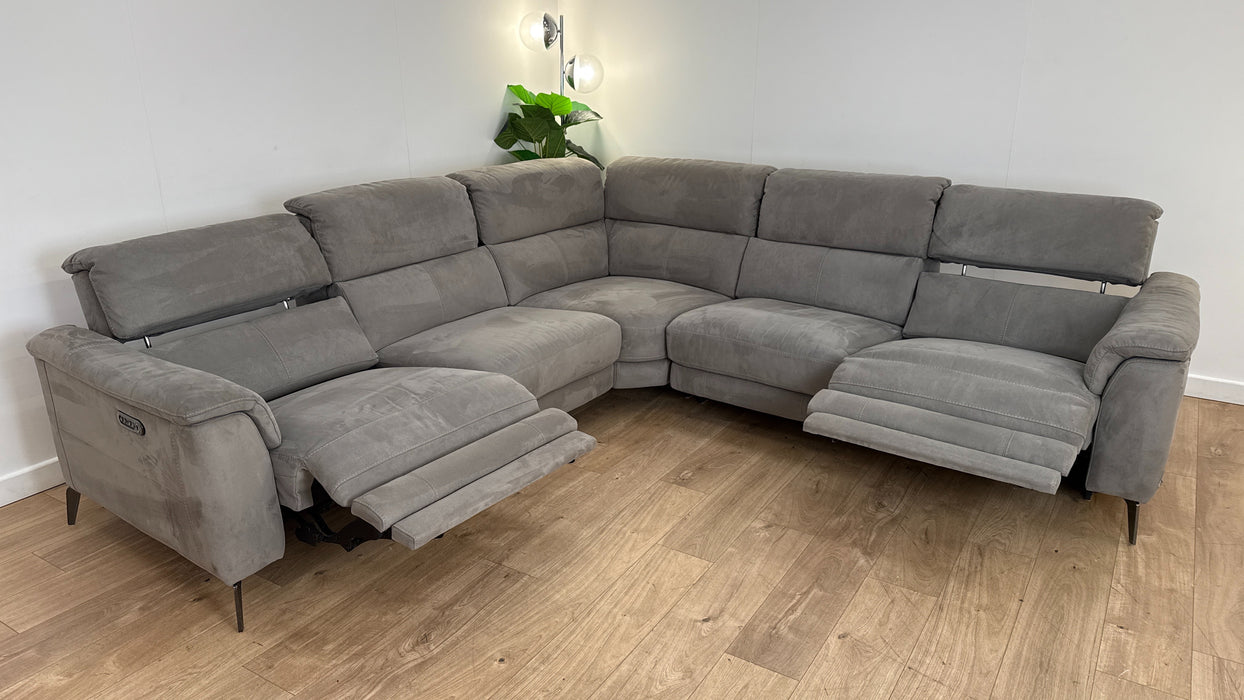 Sofology The Illinois 2 Corner 2 Fabric Recliner Sofa in Lifestyle Textured Charcoal