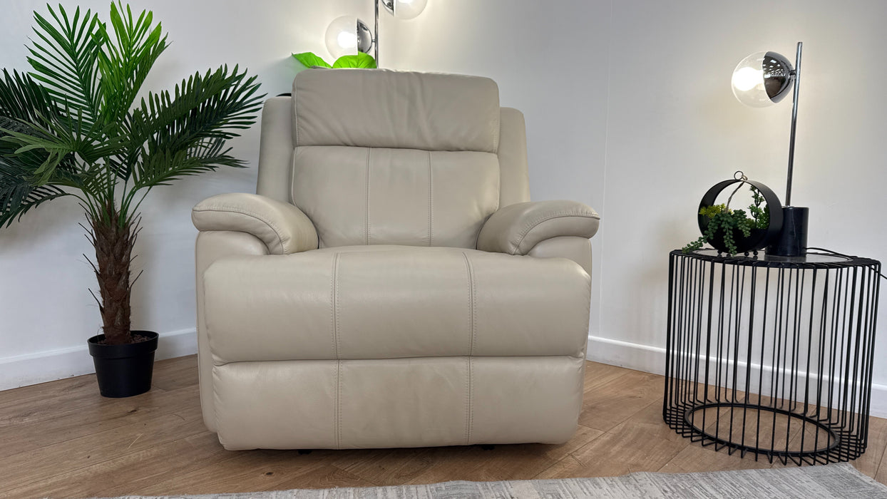 Sofology Gracie Leather Chair Manual Recliner in Trusty Sheen Bone China