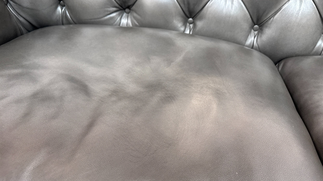 Sofology Darcy Leather 3 Seater with Studs in Trusty Supersoft Sheen Charcoal