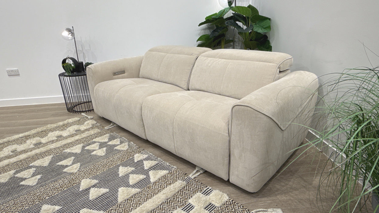 Sofology Riviera 2.5 Power Recliner Fabric Sofa in Chenille Cotton