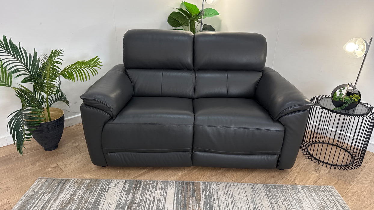 Sofology The Hugo Leather 2 Seater in Trusty Embossed Leather Charcoal